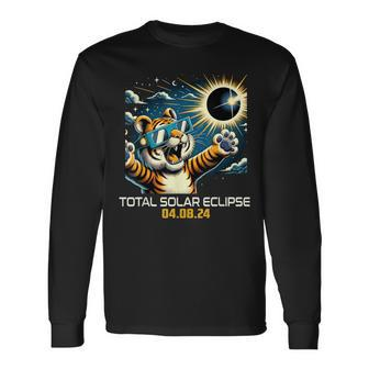 Tiger Selfie Solar Eclipse Long Sleeve T-Shirt | Mazezy