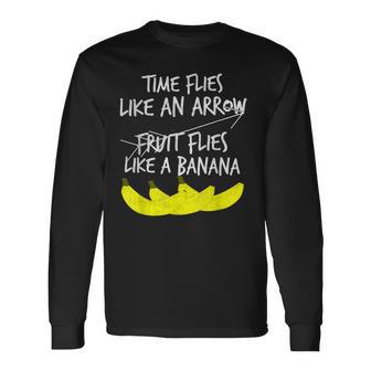 Time Flies Arrow Fruit Flies Banana Long Sleeve T-Shirt - Monsterry DE