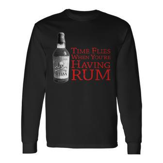 Time Flies When You're Having Rum Pirate Long Sleeve T-Shirt - Monsterry