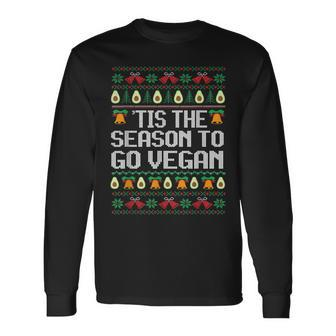 Tis Season To Go Vegan Christmas Ugly Xmas Vintage Long Sleeve T-Shirt - Monsterry