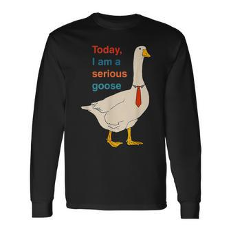 Today I Am A Serious Goose Long Sleeve T-Shirt - Seseable