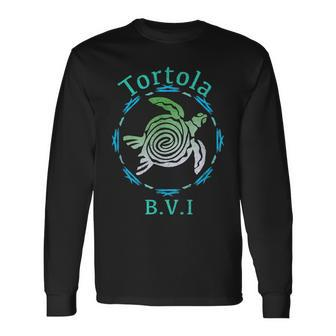 Tortola Vintage Tribal Turtle Long Sleeve T-Shirt - Monsterry