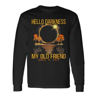 Total Eclipse 2024 Hello Darkness My Old Friend Long Sleeve T-Shirt - Seseable
