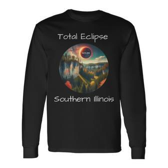 Total Eclipse Southern Illinois Usa Totality April 8 2024 Long Sleeve T-Shirt - Monsterry