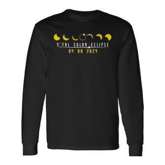 Total Solar Eclipse 04 08 2024 Path Of Totality 2024 Eclipse Long Sleeve T-Shirt - Seseable