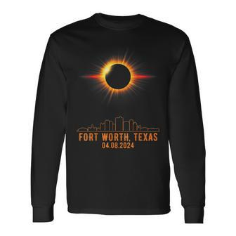 Total Solar Eclipse 04082024 Fort Worth Texas Long Sleeve T-Shirt - Seseable