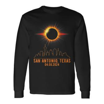 Total Solar Eclipse 04082024 San Antonio Texas Long Sleeve T-Shirt | Mazezy