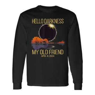 Total Solar Eclipse 040824 Hello Darkness My Old Friend Long Sleeve T-Shirt - Thegiftio UK