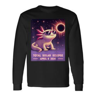 Total Solar Eclipse 2024 April 8 Axolotl In Glasses Long Sleeve T-Shirt | Mazezy DE