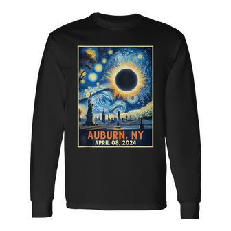 Total Solar Eclipse 2024 Auburn New York Starry Night Long Sleeve T-Shirt - Monsterry AU