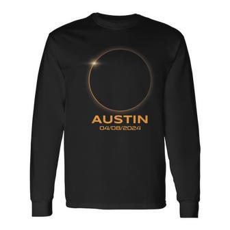 Total Solar Eclipse 2024 Austin Texas Path Of Totality Long Sleeve T-Shirt - Seseable