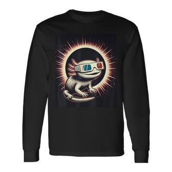 Total Solar Eclipse 2024 Axolotl Solar Eclipse Glasses Long Sleeve T-Shirt - Monsterry