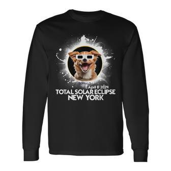 Total Solar Eclipse 2024 Buffalo New York Solar Eclipse Dog Long Sleeve T-Shirt - Monsterry CA
