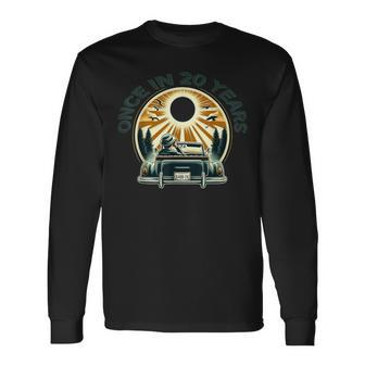 Total Solar Eclipse 2024 Classic Car Vintage Style Totality Long Sleeve T-Shirt - Monsterry CA