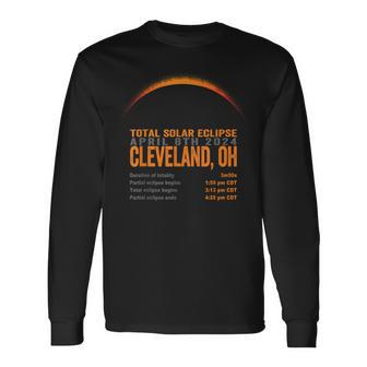 Total Solar Eclipse 2024 Cleveland Ohio Path Of Totality Long Sleeve T-Shirt - Monsterry UK