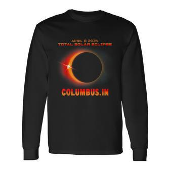 Total Solar Eclipse 2024 Columbus Indiana Long Sleeve T-Shirt | Mazezy