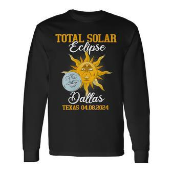 Total Solar Eclipse 2024 Dallas Texas Totality Long Sleeve T-Shirt - Thegiftio UK