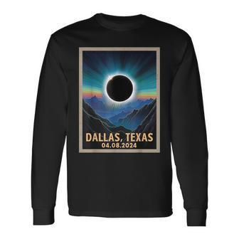 Total Solar Eclipse 2024 Dallas Texas Vintage Long Sleeve T-Shirt - Monsterry CA
