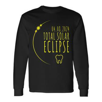Total Solar Eclipse 2024 Dentist Th Dental Healthcare Long Sleeve T-Shirt | Mazezy