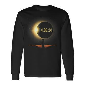 Total Solar Eclipse 2024 Dog Dachshund Dog Lover Long Sleeve T-Shirt - Monsterry DE