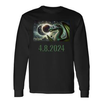 Total Solar Eclipse 2024 Dragon Astronomy Glasses April 8Th Long Sleeve T-Shirt | Mazezy