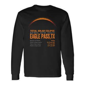 Total Solar Eclipse 2024 Eagle Pass Texas Path Of Totality Long Sleeve T-Shirt | Mazezy CA