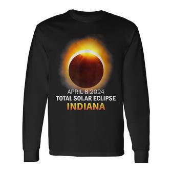 Total Solar Eclipse 2024 Indiana April 8 America Totality Long Sleeve T-Shirt - Thegiftio UK