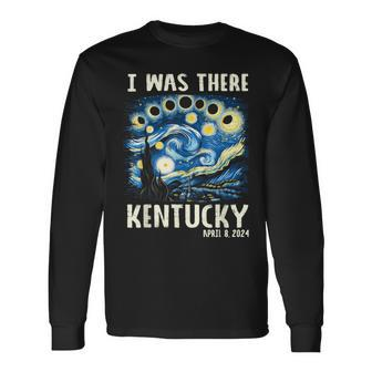 Total Solar Eclipse 2024 Kentucky Starry Night Painting Long Sleeve T-Shirt | Mazezy