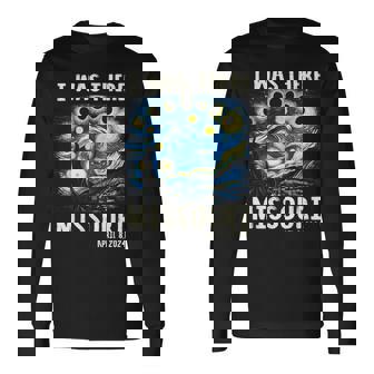 Total Solar Eclipse 2024 Missouri Starry Night Painting Long Sleeve T-Shirt | Mazezy