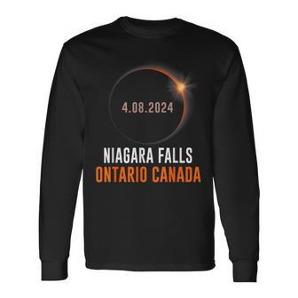 Total Solar Eclipse 2024 Niagara Falls Ontario Canada Long Sleeve T-Shirt | Mazezy
