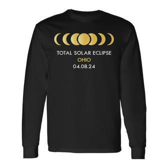 Total Solar Eclipse 2024 Ohio America Totality 040824 Long Sleeve T-Shirt - Monsterry DE