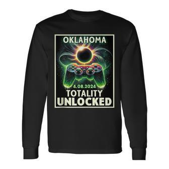 Total Solar Eclipse 2024 Oklahoma Video Game Gamer Long Sleeve T-Shirt - Thegiftio UK