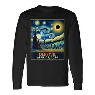 Total Solar Eclipse 2024 Olney Illinois Starry Night Long Sleeve T-Shirt | Mazezy DE