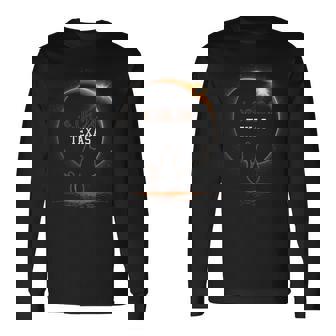 Total Solar Eclipse 2024 State Texas Cat Total Solar Eclipse Long Sleeve T-Shirt | Mazezy