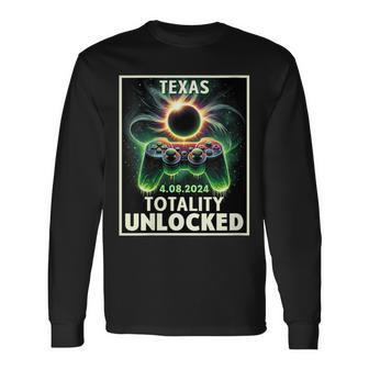Total Solar Eclipse 2024 Texas Video Game Gamer Long Sleeve T-Shirt - Thegiftio UK