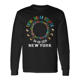 Total Solar Eclipse 2024 Totality April 8 2024 New York Usa Long Sleeve T-Shirt - Monsterry DE