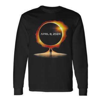 Total Solar Eclipse 2024 Totality Astronaut Family Long Sleeve T-Shirt | Mazezy