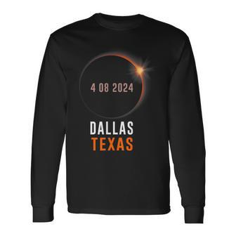 Total Solar Eclipse 2024 Totality Dallas Texas Long Sleeve T-Shirt | Mazezy