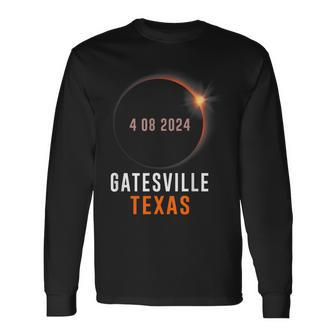 Total Solar Eclipse 2024 Totality Gatesville Texas Long Sleeve T-Shirt | Mazezy