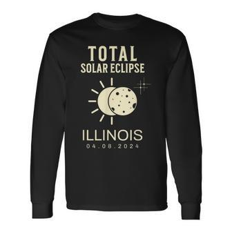 Total Solar Eclipse 2024 Totality Illinois April 8 2024 Long Sleeve T-Shirt - Monsterry