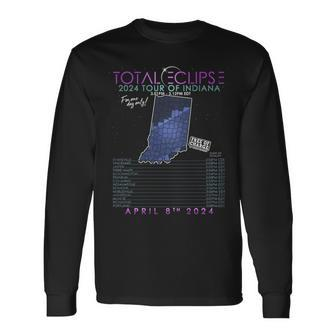 Total Solar Eclipse 2024 Tour Of Indiana April 8Th Long Sleeve T-Shirt | Mazezy