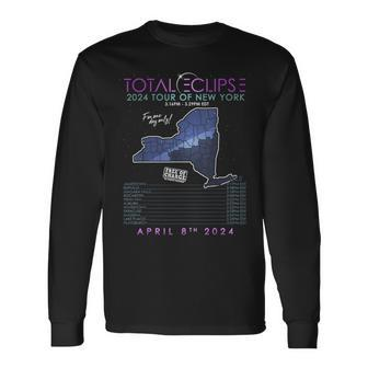 Total Solar Eclipse 2024 Tour Of New York April 8Th Long Sleeve T-Shirt | Mazezy