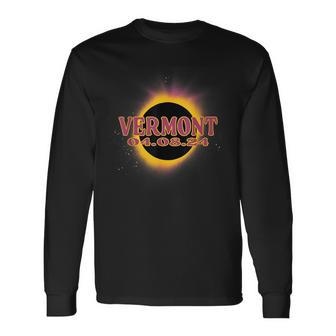 Total Solar Eclipse 2024 Vermont America Totality Event Long Sleeve T-Shirt | Mazezy