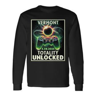 Total Solar Eclipse 2024 Vermont Video Game Gamer Long Sleeve T-Shirt - Thegiftio UK