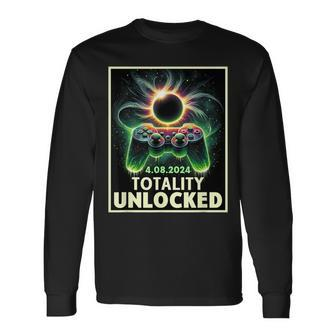 Total Solar Eclipse 2024 Video Game Controller Boys Long Sleeve T-Shirt - Seseable