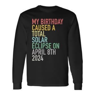 Total Solar Eclipse 4-8-2024 April 8Th Birthday Astrology Long Sleeve T-Shirt | Mazezy DE