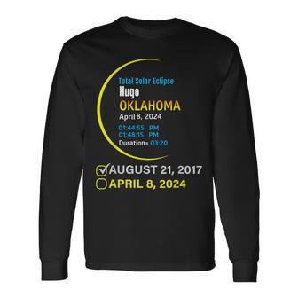 Total Solar Eclipse April 8 2024 Oklahoma Hugo Long Sleeve T-Shirt | Mazezy