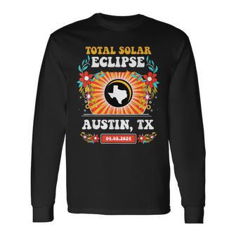 Total Solar Eclipse Austin Tx Texas 2024 Totality Hippie Long Sleeve T-Shirt - Seseable