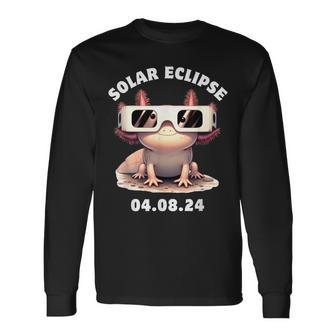 Total Solar Eclipse Axolotl April 8 2024 Solar Eclipse Long Sleeve T-Shirt | Mazezy