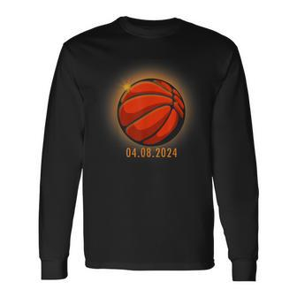 Total Solar Eclipse Basketball Lover April 8 2024 Totality Long Sleeve T-Shirt - Thegiftio UK